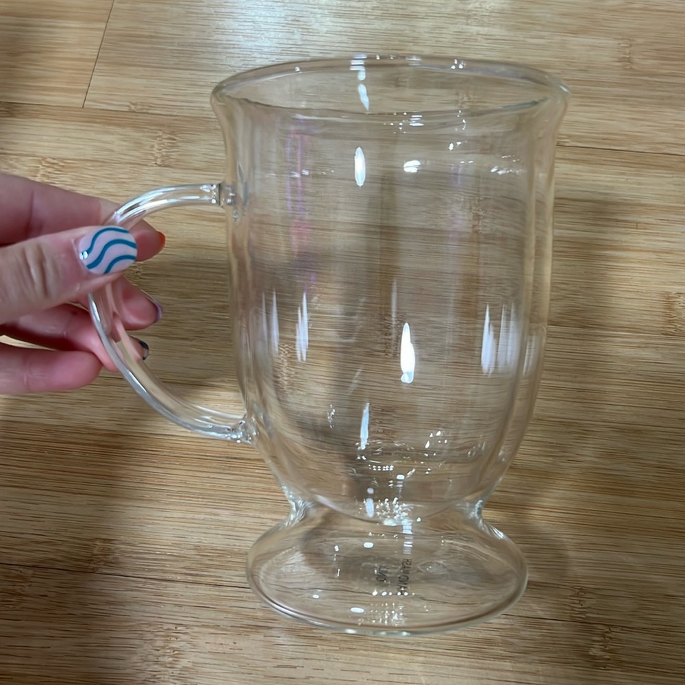 Set of 2 glass double wall coffee mugs